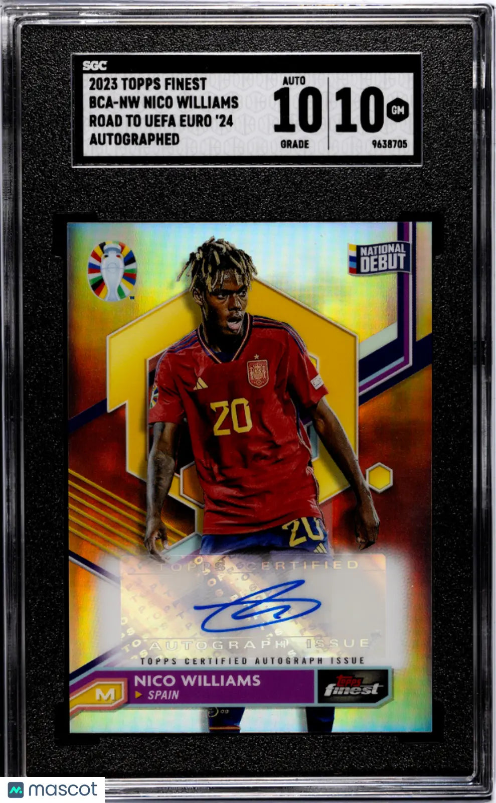 2023 Topps Finest Road To UEFA Euro '24 Nico Williams Auto Autograph SGC 10 