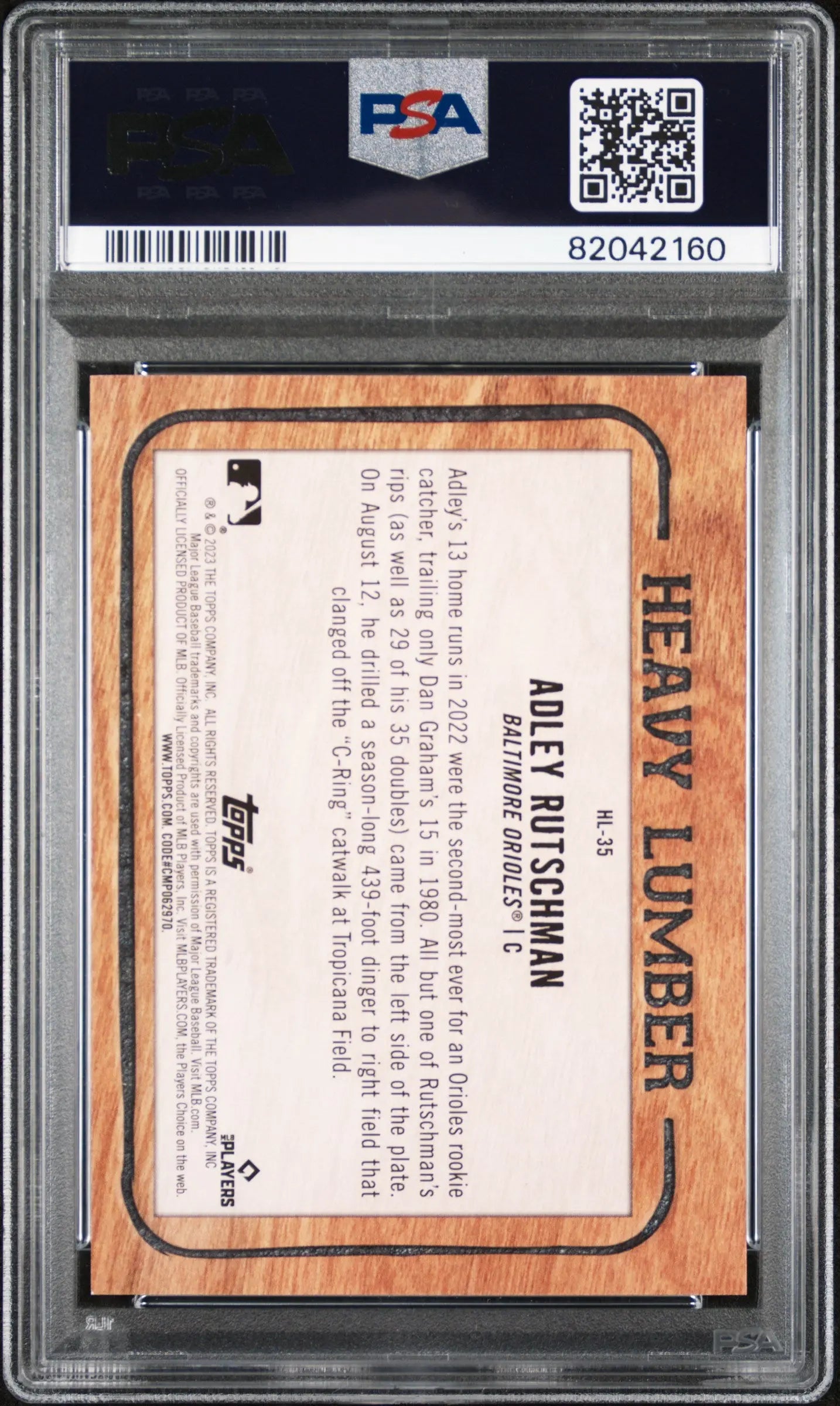 2023 Topps Heavy Lumber Baseball Adley Rutschman RC Rookie PSA 9 