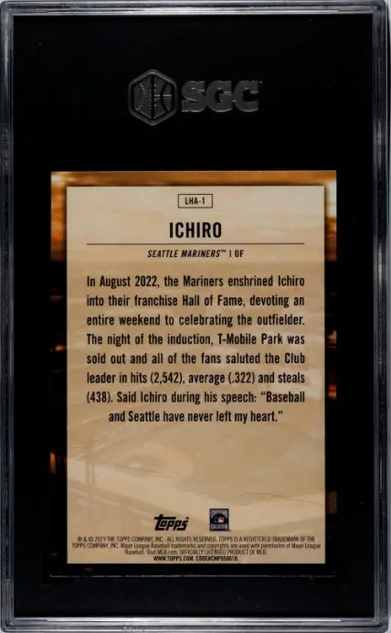 2023 Topps Ichiro Suzuki Legendary Home Field Advantage SGC 10 