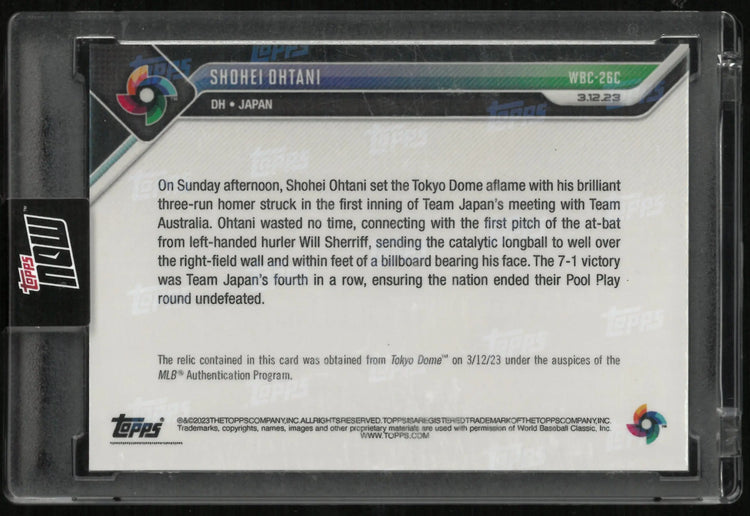 2023 Topps Now Shohei Ohtani Purple WBC Baseball Relic /25 