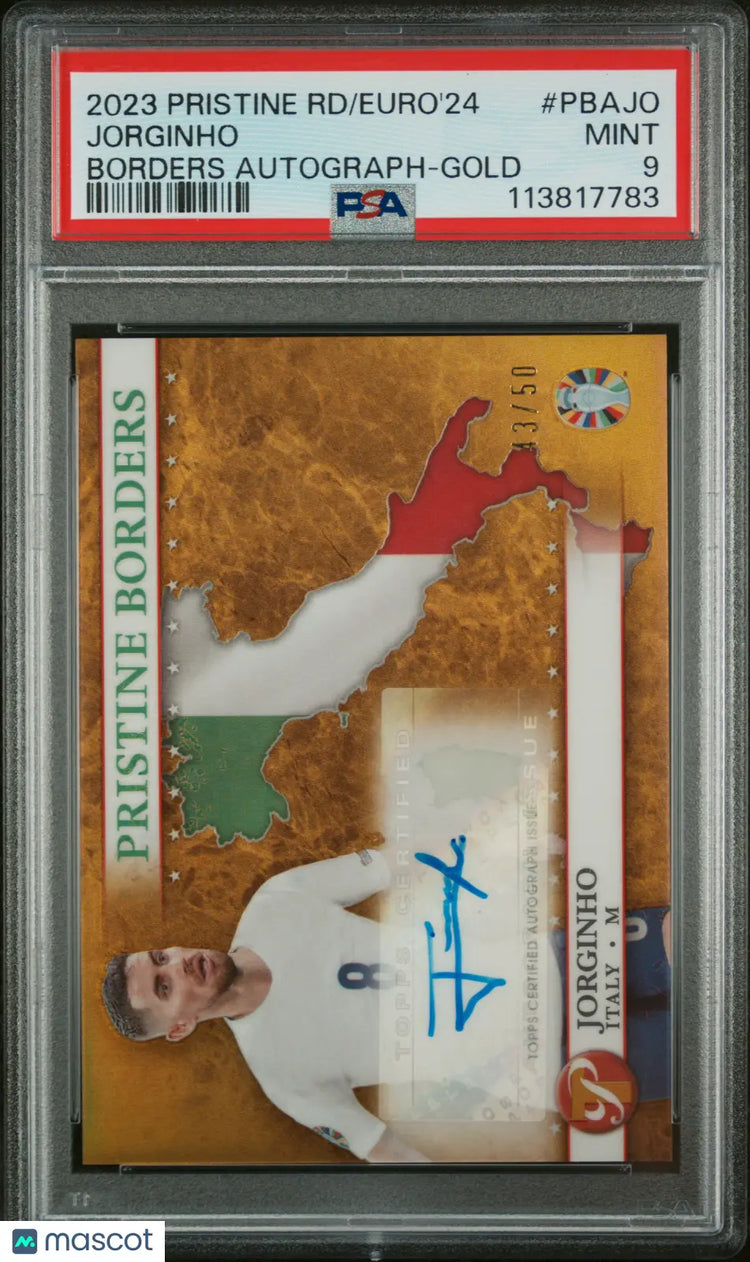 2023 Topps Pristine Road To UEFA Euro 2024 Borders Jorginho Gold Auto PSA 9 /50 