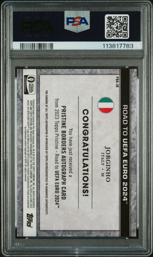 2023 Topps Pristine Road To UEFA Euro 2024 Borders Jorginho Gold Auto PSA 9 /50 