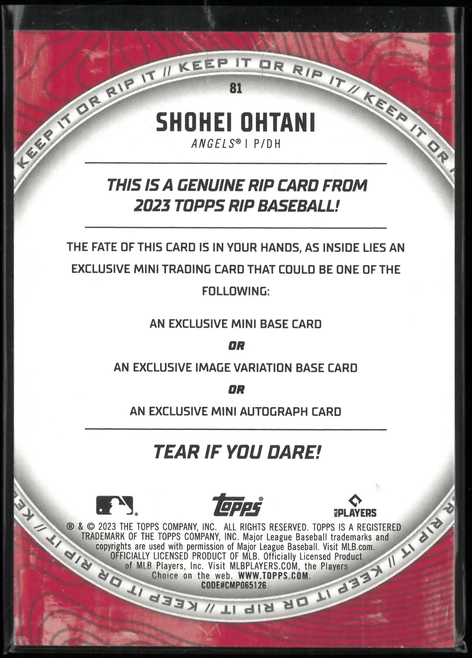 2023 Topps Rips Genuine Shohei Ohtani /60 