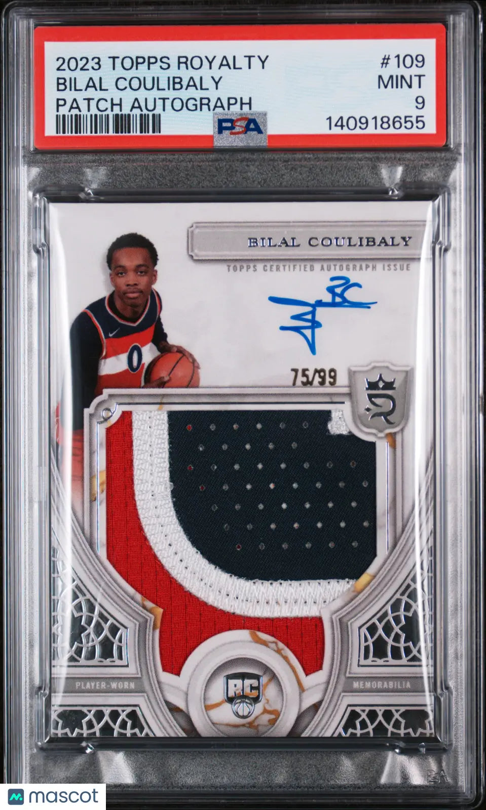 2023 Topps Royalty Bilal Coulibaly #109 Patch Autograph 75/99 PSA 9 