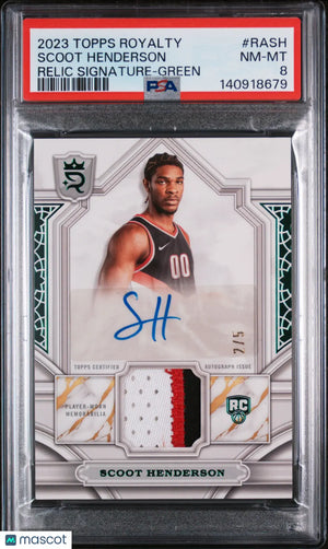2023 Topps Royalty Relic Signatures Scoot Henderson #RASH Green 2/5 PSA 8 
