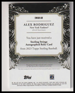 2023 Topps Sterling Swings Autograph Relics Blue #SWAR-AR Alex Rodriguez #/10 