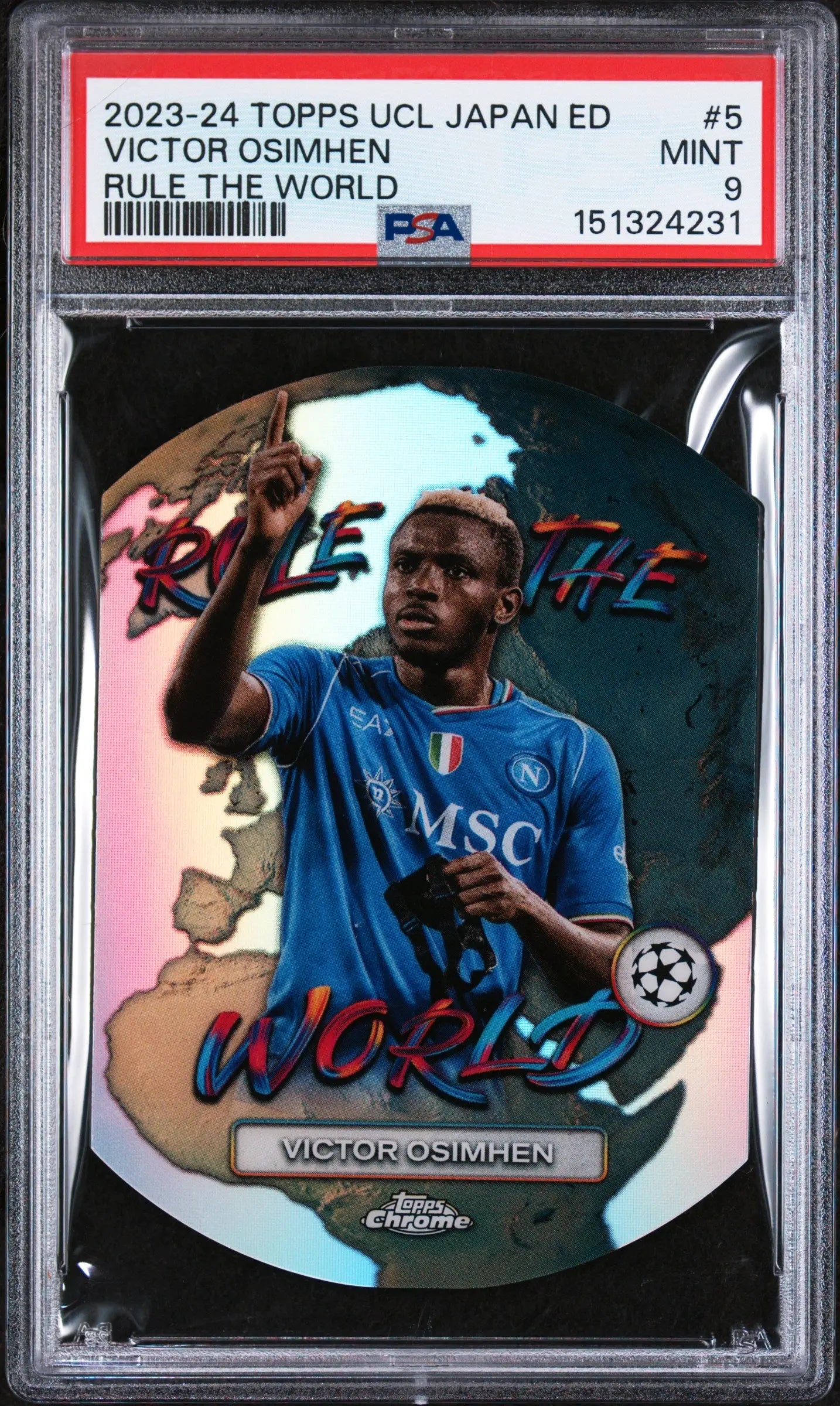 2023 Topps UEFA Champions League JP Edition Rule The World Victor Osimhen PSA 9 
