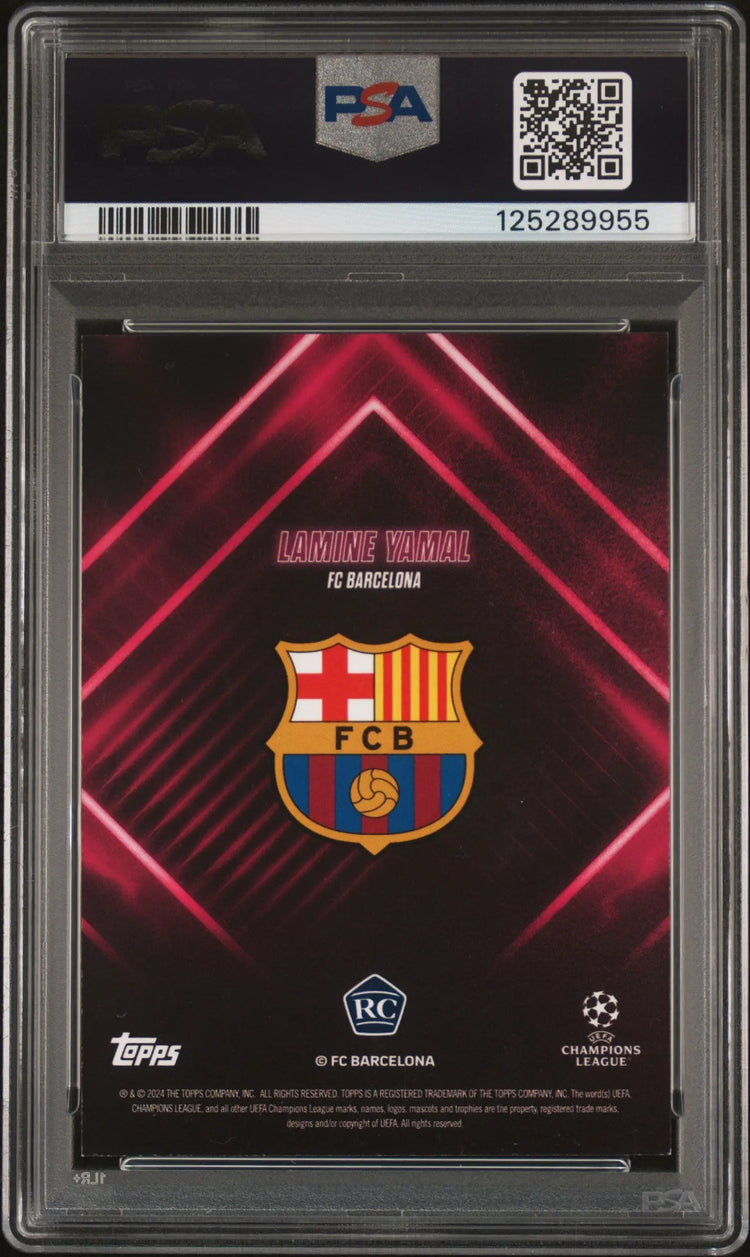 2023 Topps UEFA Club Competitions Showtime Lamine Yamal Rookie Red /5 RC PSA 8 