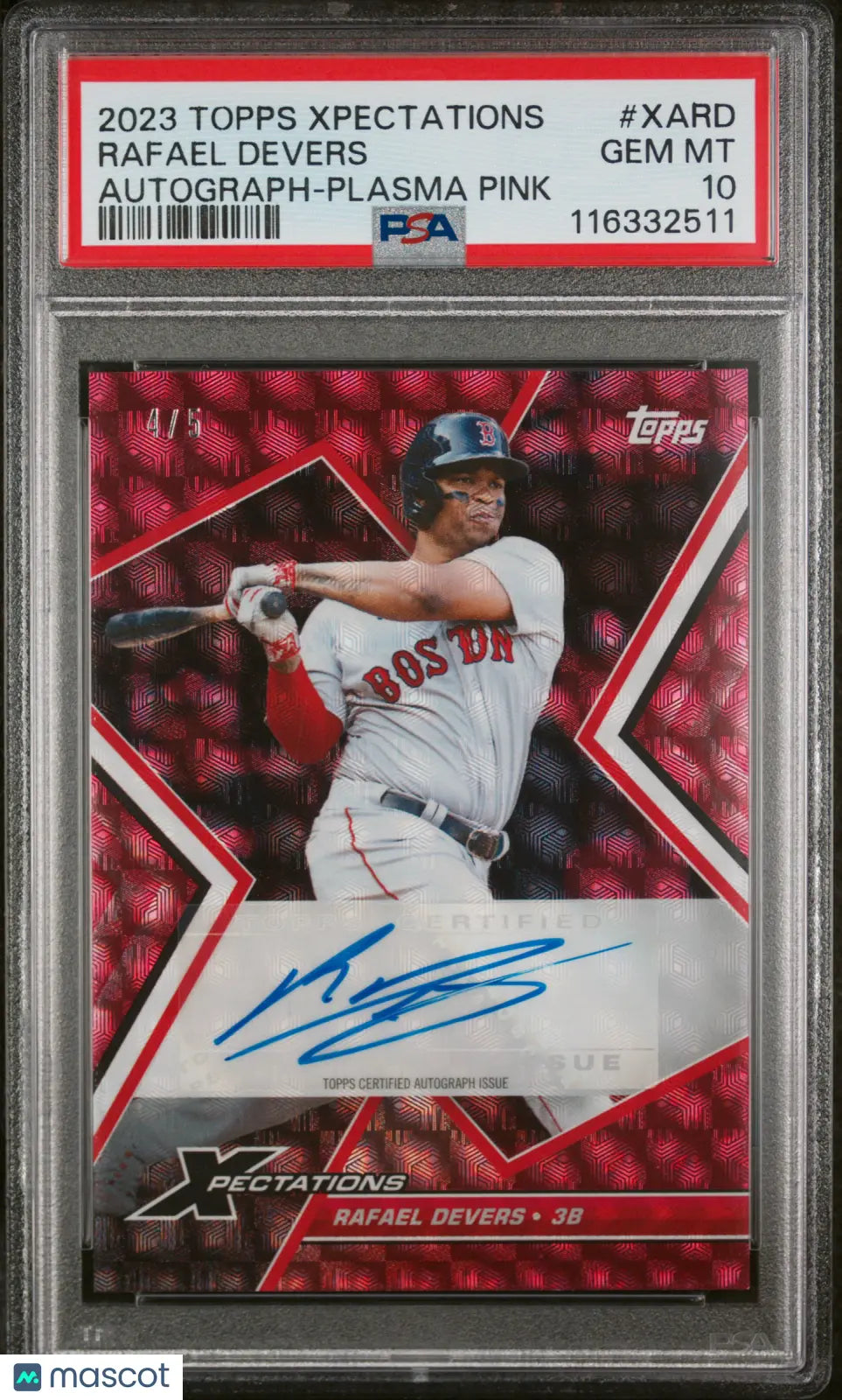 2023 Topps Xpectations Autographs Rafael Devers Plasma Pink PSA 10 /5 