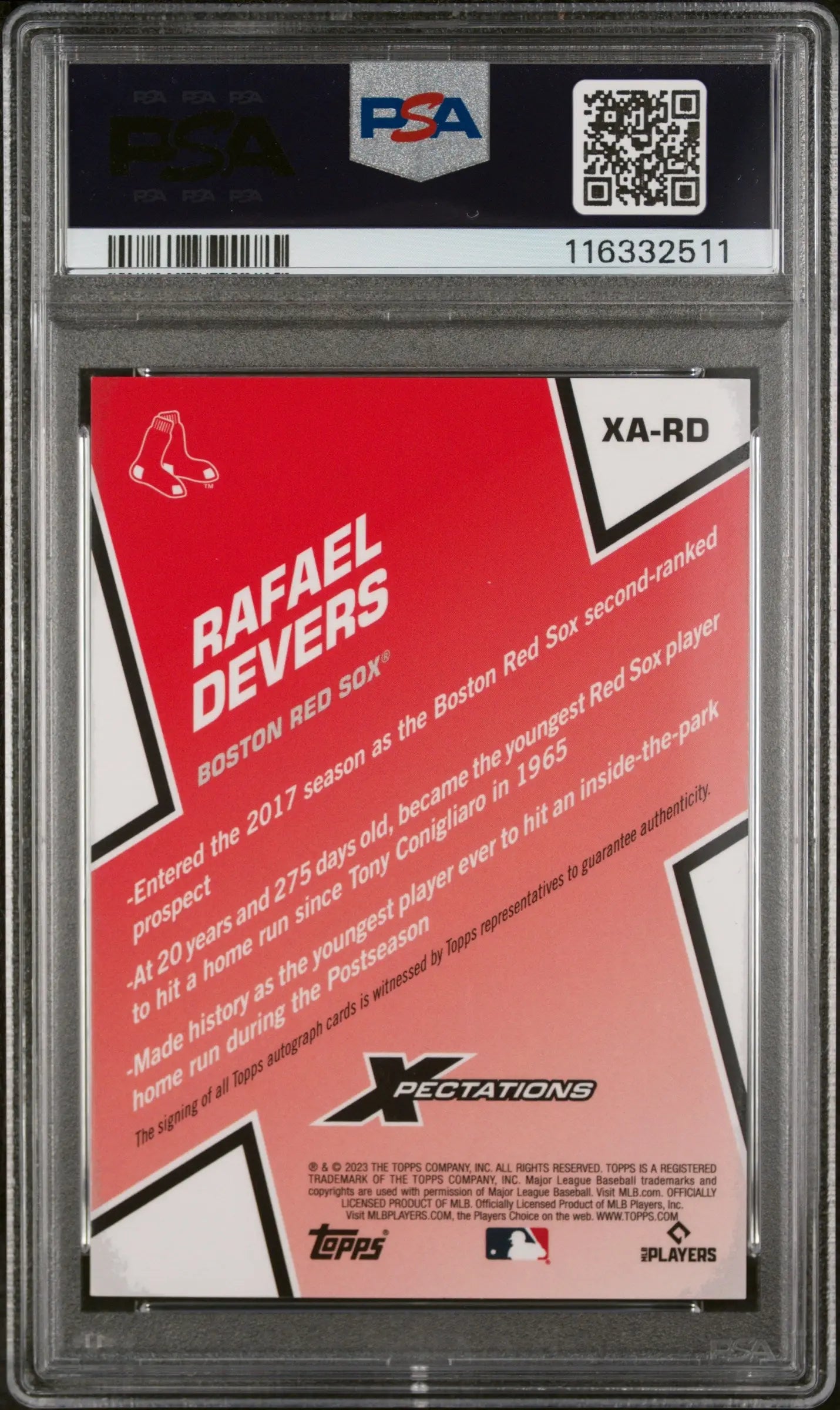 2023 Topps Xpectations Autographs Rafael Devers Plasma Pink PSA 10 /5 