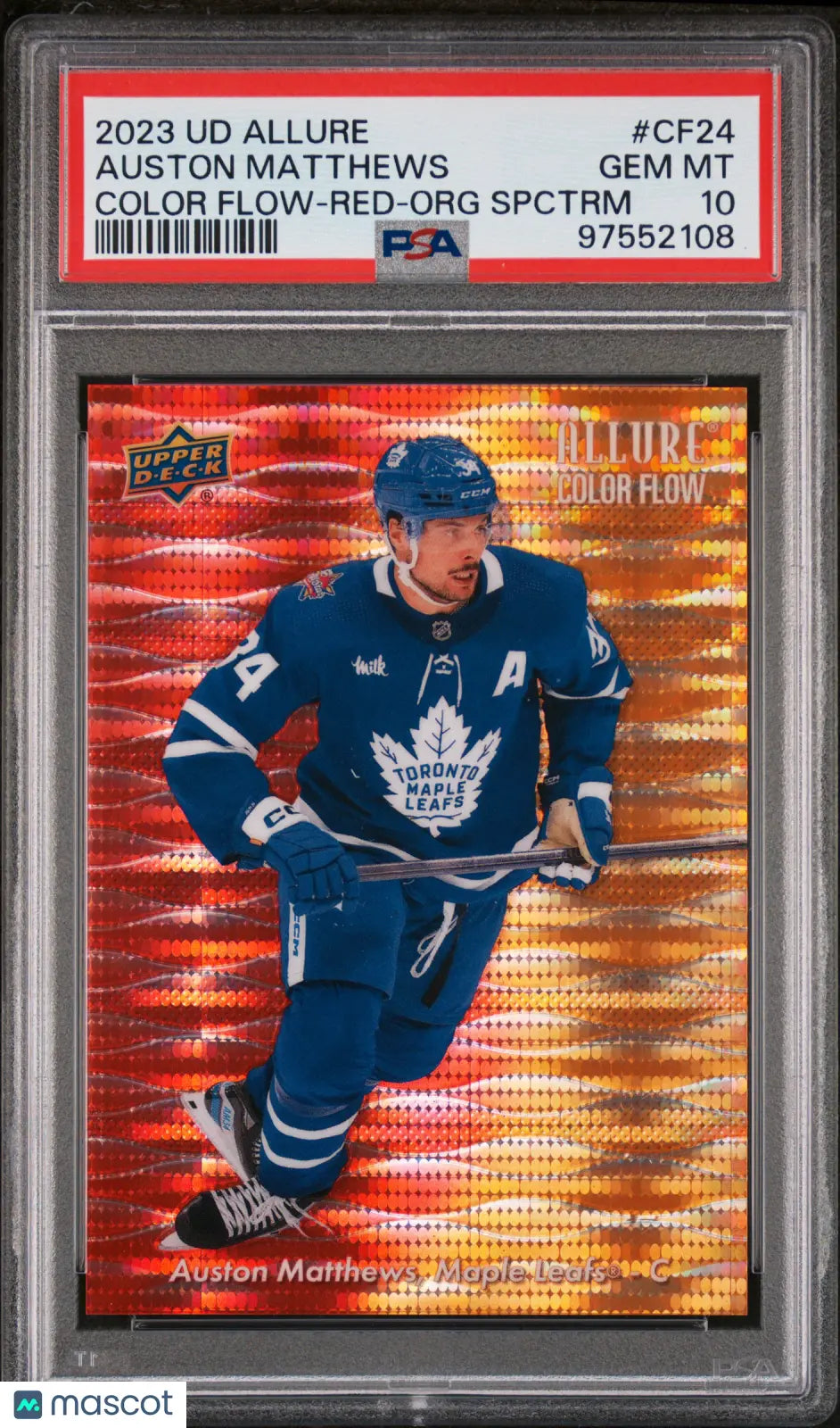 2023 UD Allure Color Flow Red/Orange Spectrum Auston Matthews PSA 10 039/299 