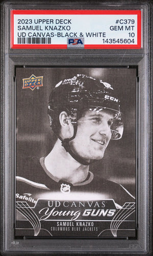 2023 UD Canvas Extended Series Young Guns Rookie Samuel Knazko  B&W RC PSA 10 