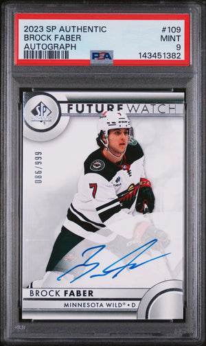 2023 UD SP Authentic Future Watch Rookie Autograph Brock Faber Auto/999 RC PSA 9 