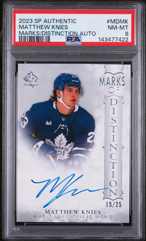 2023 UD SP Authentic Marks Of Distinction Auto Matthew Knies RC /25 PSA 8 