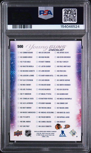 2023 UD Series 2 Young Guns Rookie Checklist Bedard/Carlsson Exclusive/100 PSA 8 