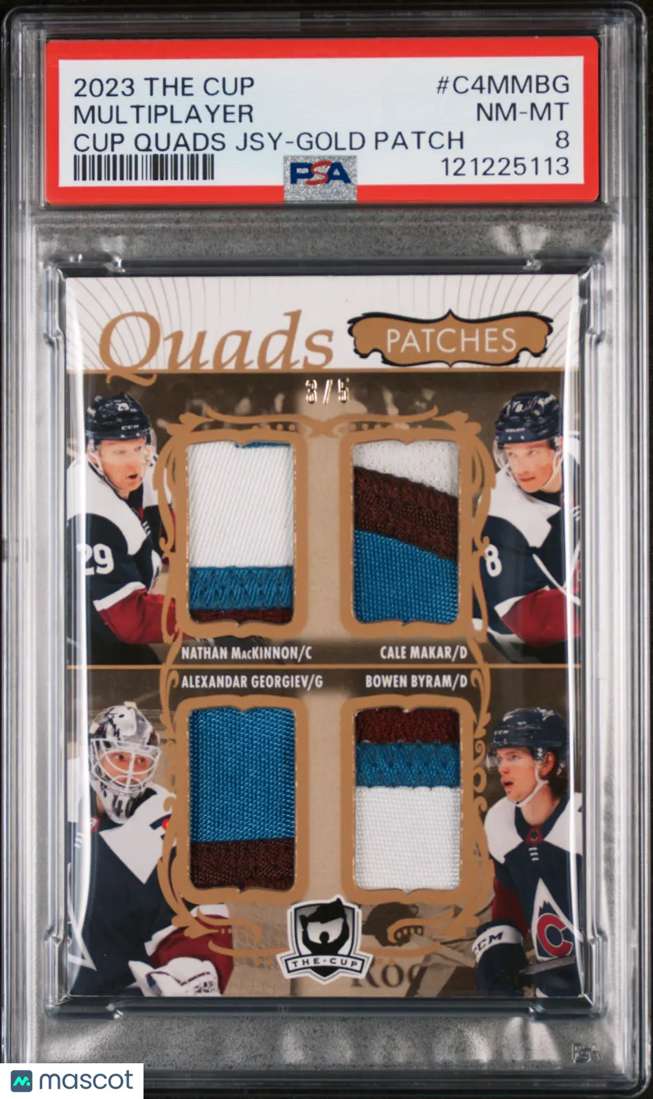 2023 UD The Cup Quads Jersey MacKinnon Makar Byram Georgiev Gold Patch /5 PSA 8 