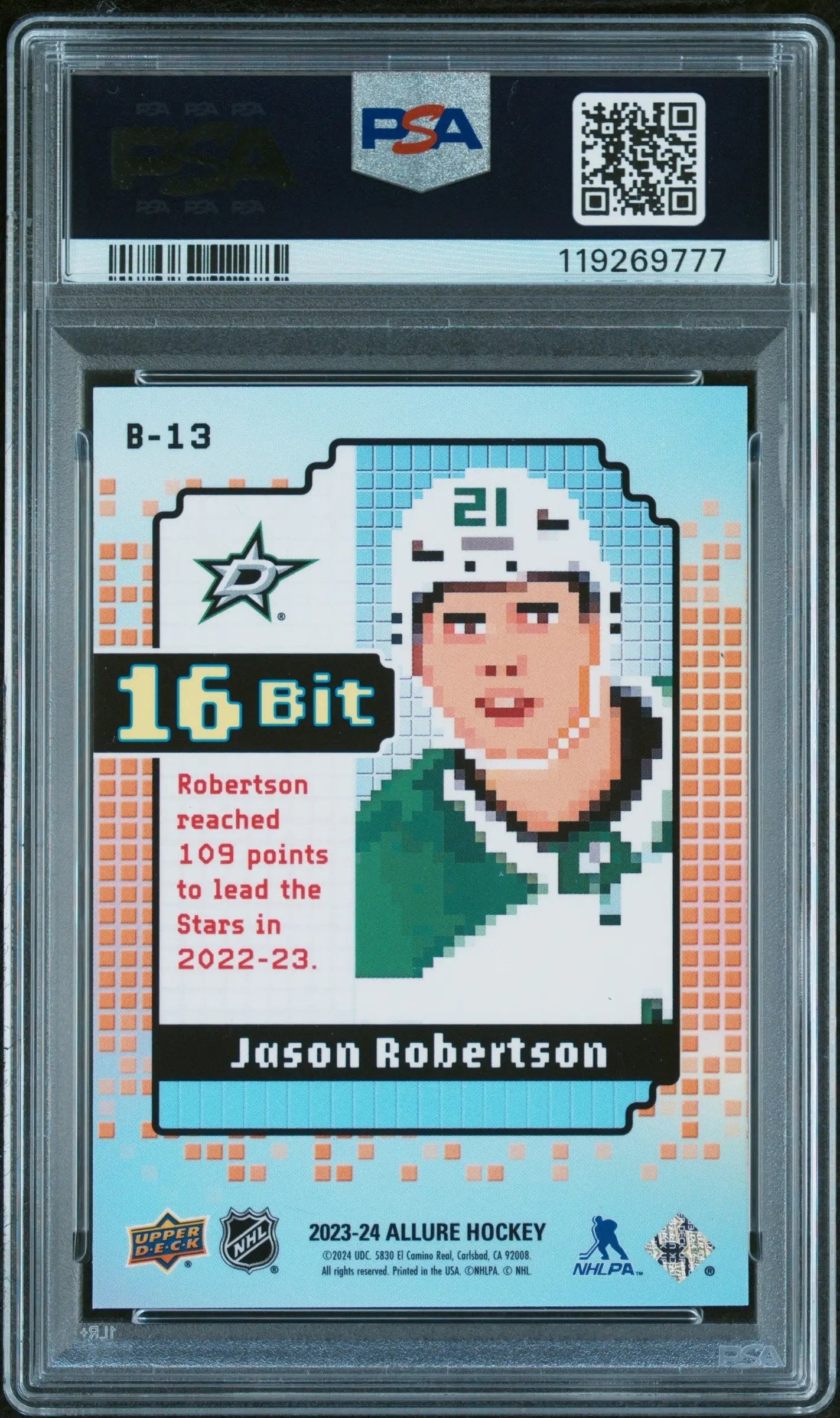 2023 Upper Deck Allure 16-Bit Jason Robertson SSP PSA 10 Dallas Stars 