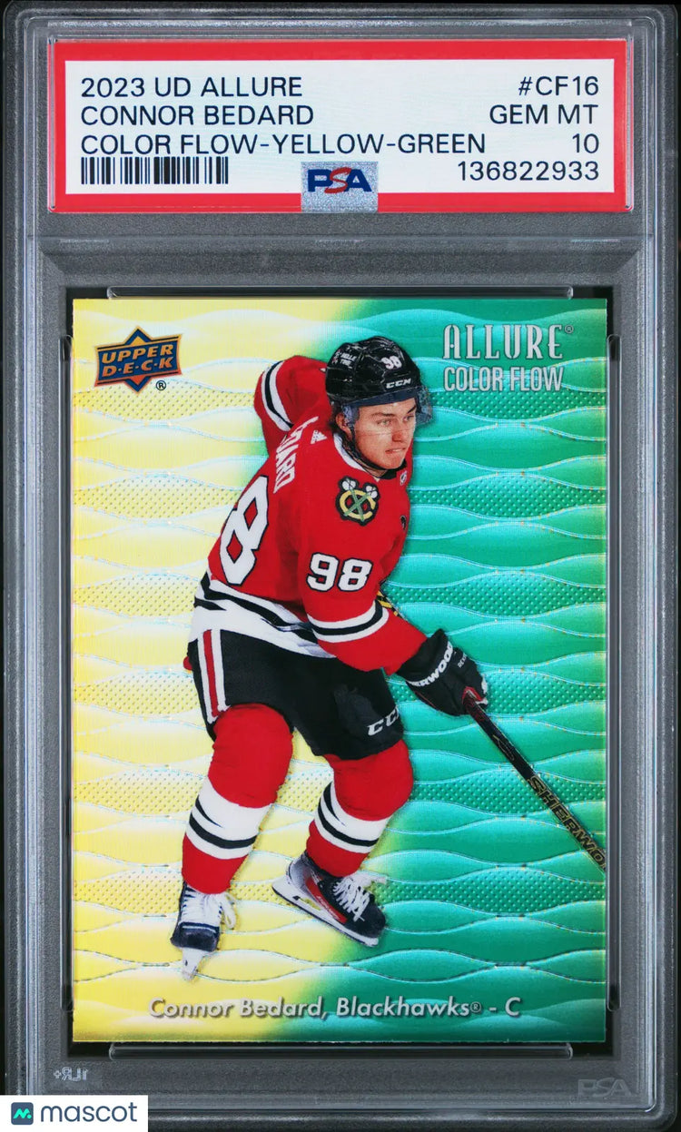 2023 Upper Deck Allure Color Flow Connor Bedard #CF16 Yellow Green PSA 10 