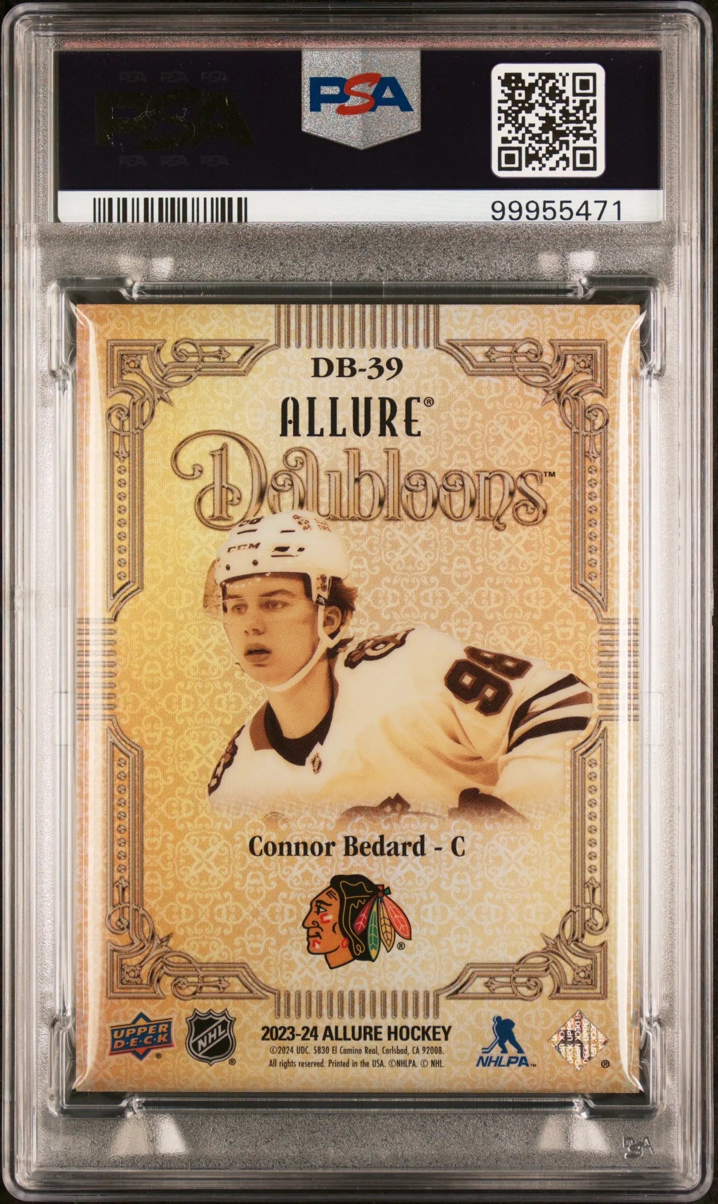 2023 Upper Deck Allure Doubloons Gold Connor Bedard RC Rookie PSA 10 