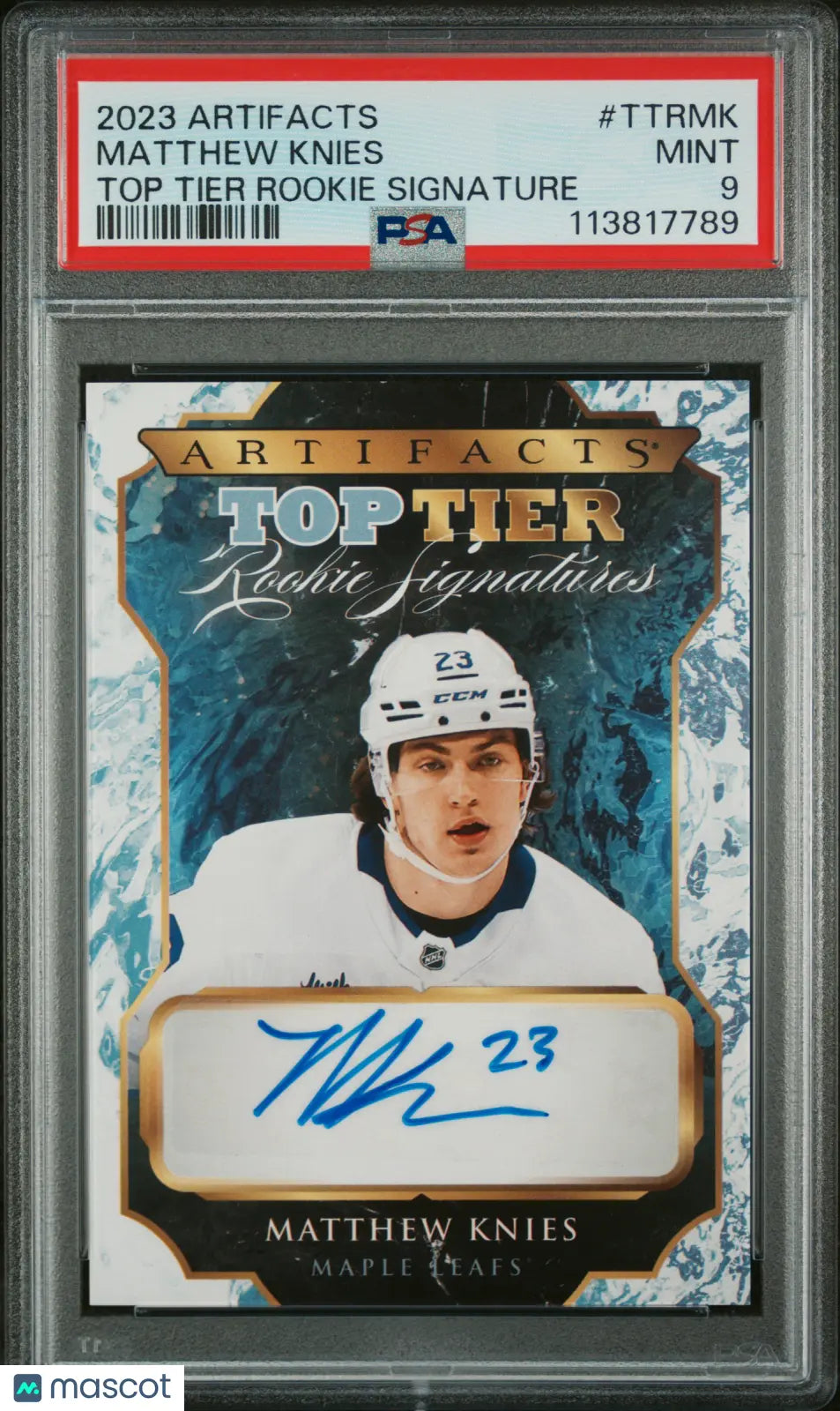 2023 Upper Deck Artifacts Top Tier Rookie Signatures Auto Matthew Knies PSA 9 