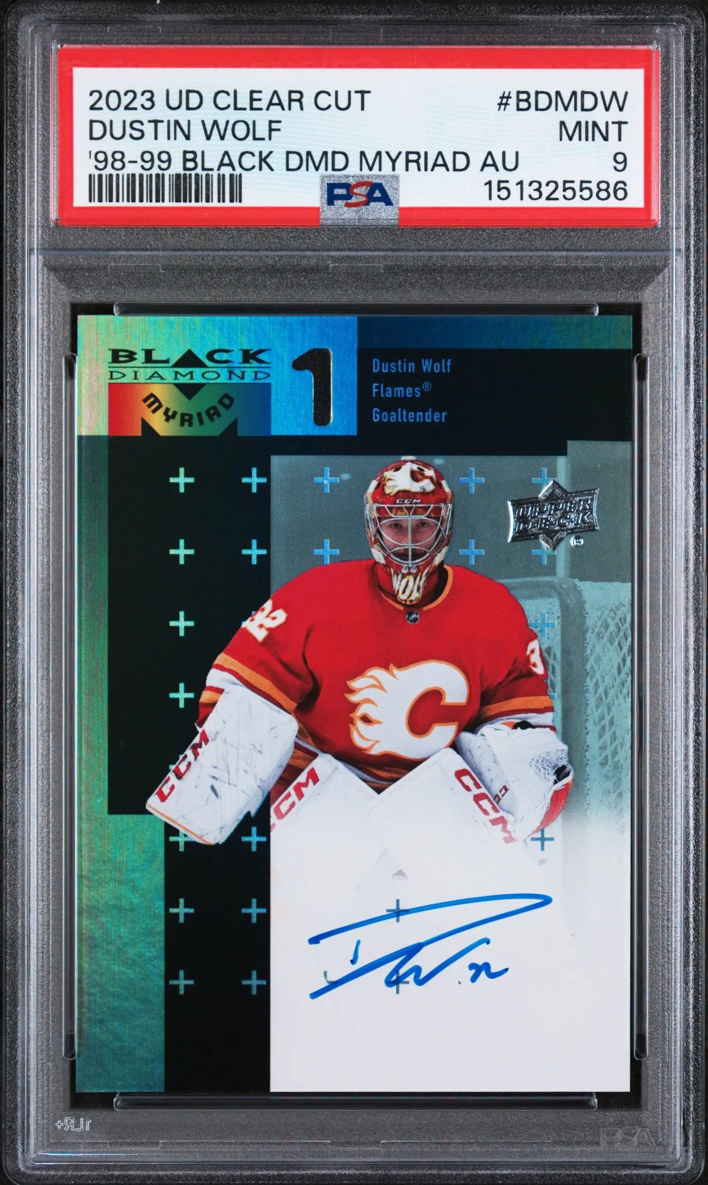 2023 Upper Deck Black Diamond Myriad Autographs Dustin Wolf Auto Clear Cut PSA 9 