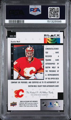 2023 Upper Deck Black Diamond Myriad Autographs Dustin Wolf Auto Clear Cut PSA 9 
