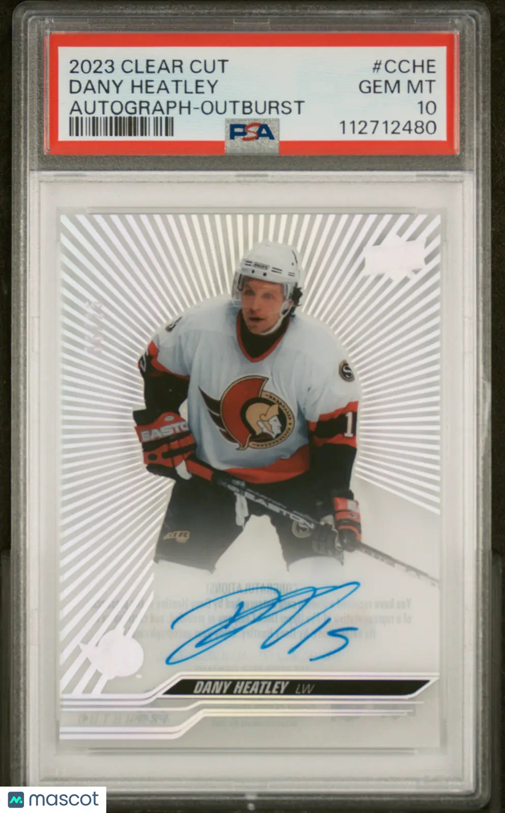 2023 Upper Deck Clear Cut Autograph Auto Dany Heatley Outburst PSA 10 /25 