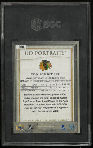 2023 Upper Deck Connor Bedard #P60 Portraits SGC 10 