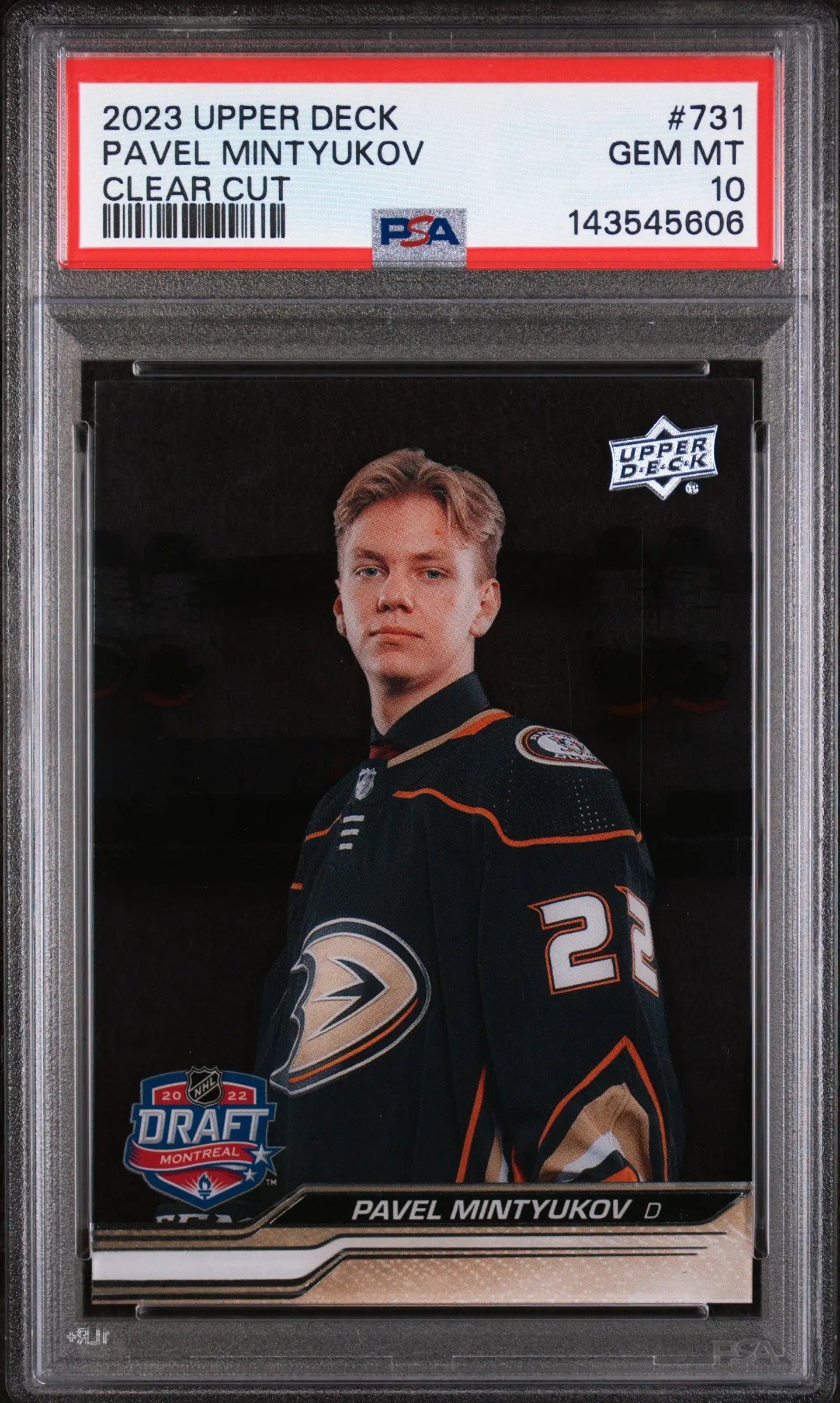 2023 Upper Deck Extended Series Draft Rookie Pavel Mintyukov Clear Cut RC PSA 10 