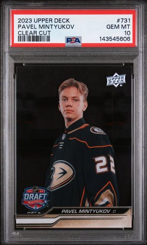 2023 Upper Deck Extended Series Draft Rookie Pavel Mintyukov Clear Cut RC PSA 10 