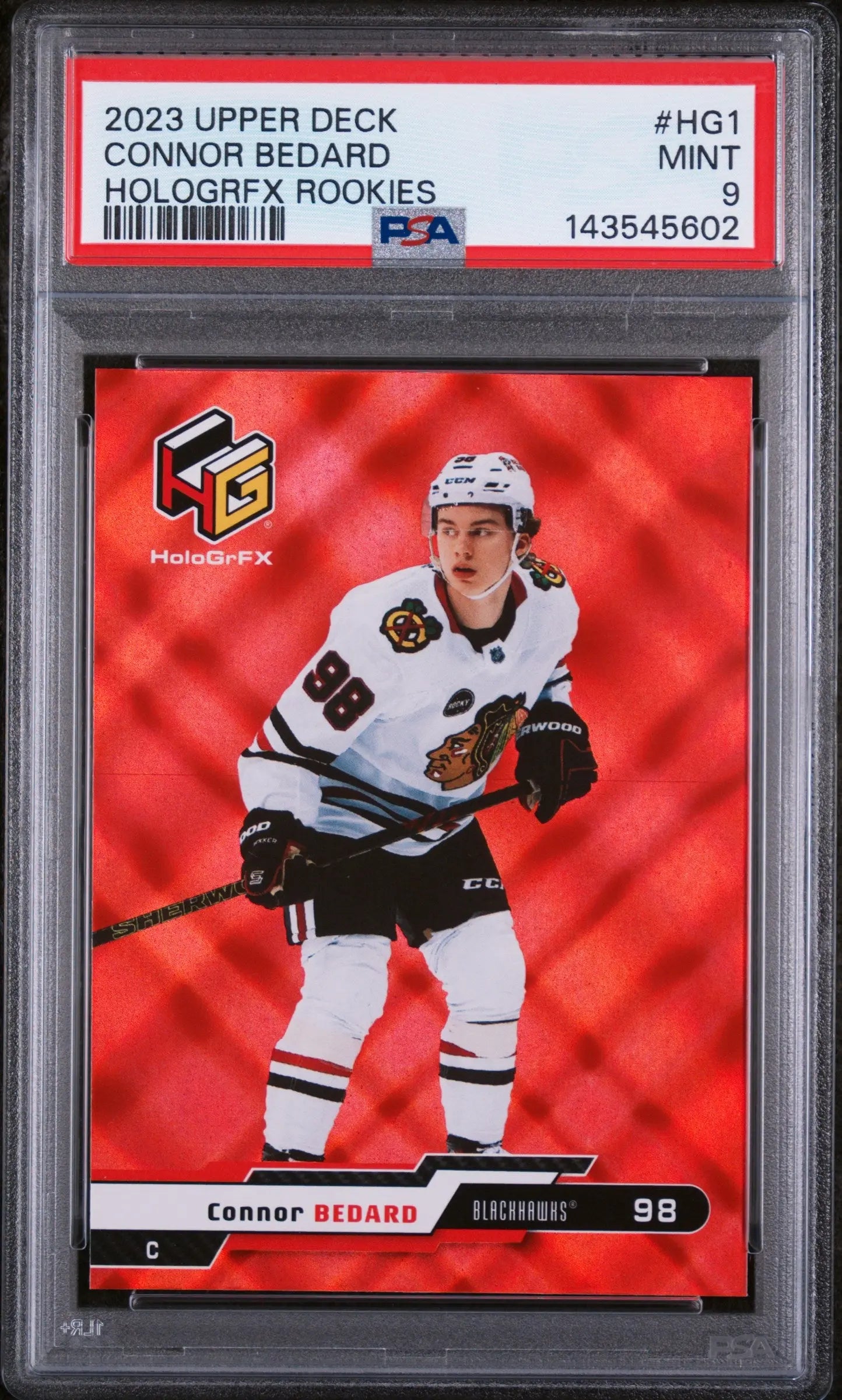 2023 Upper Deck Extended Series Hologrfx Rookies Connor Bedard RC PSA 9 