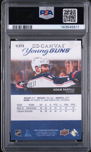 2023 Upper Deck Extended Series UD Canvas Young Guns Rookie Adam Fantilli  PSA10 
