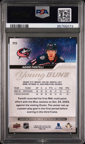 2023 Upper Deck Extended Series Young Guns Rookie Adam Fantilli RC PSA 9 