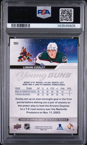 2023 Upper Deck Extended Series Young Guns Rookies Logan Cooley RC PSA 9 