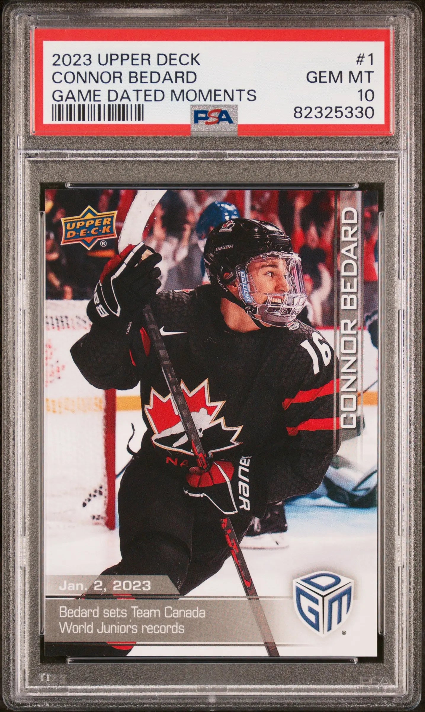 2023 Upper Deck Game Dated Moments Connor Bedard PSA 10 