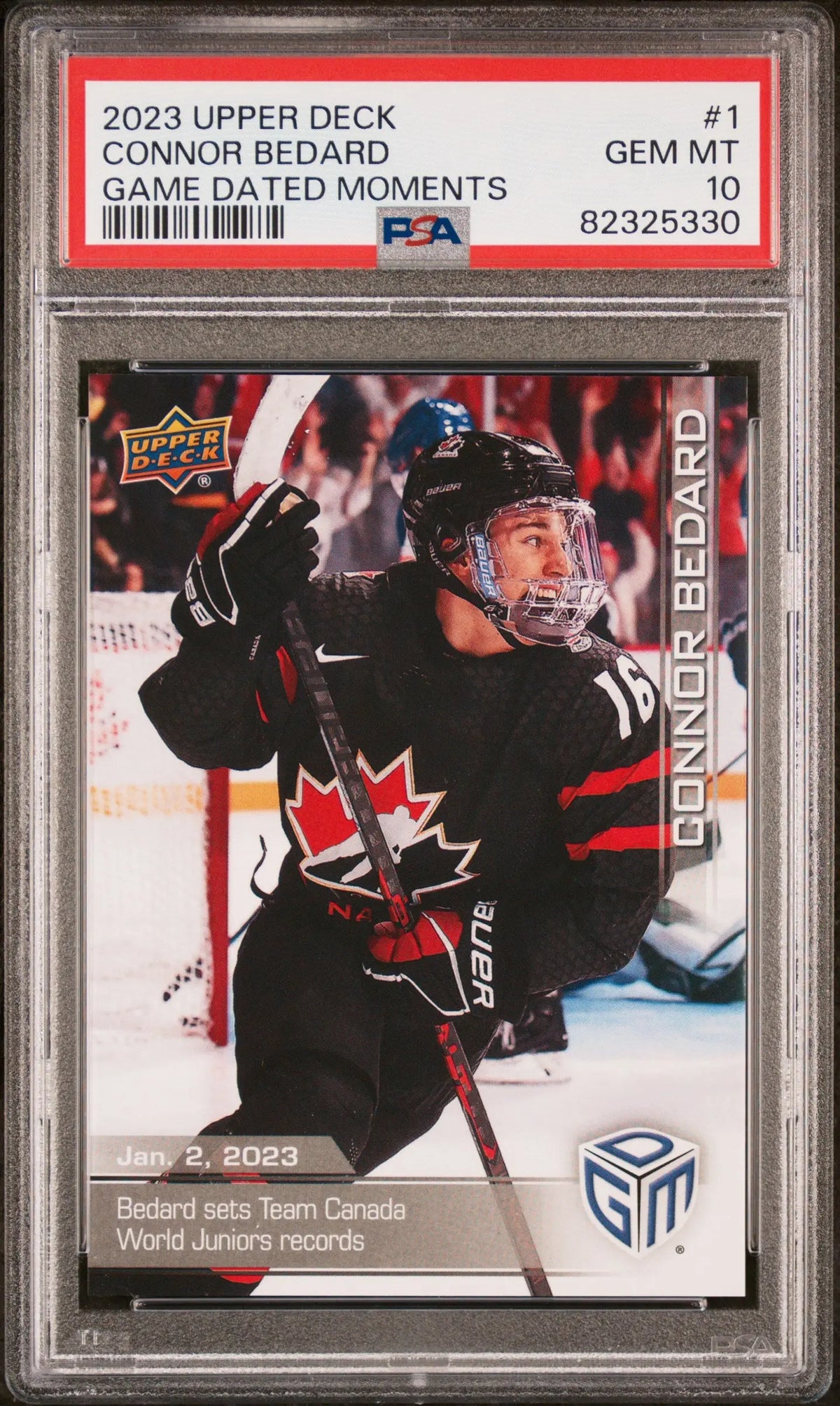2023 Upper Deck Game Dated Moments Connor Bedard PSA 10 