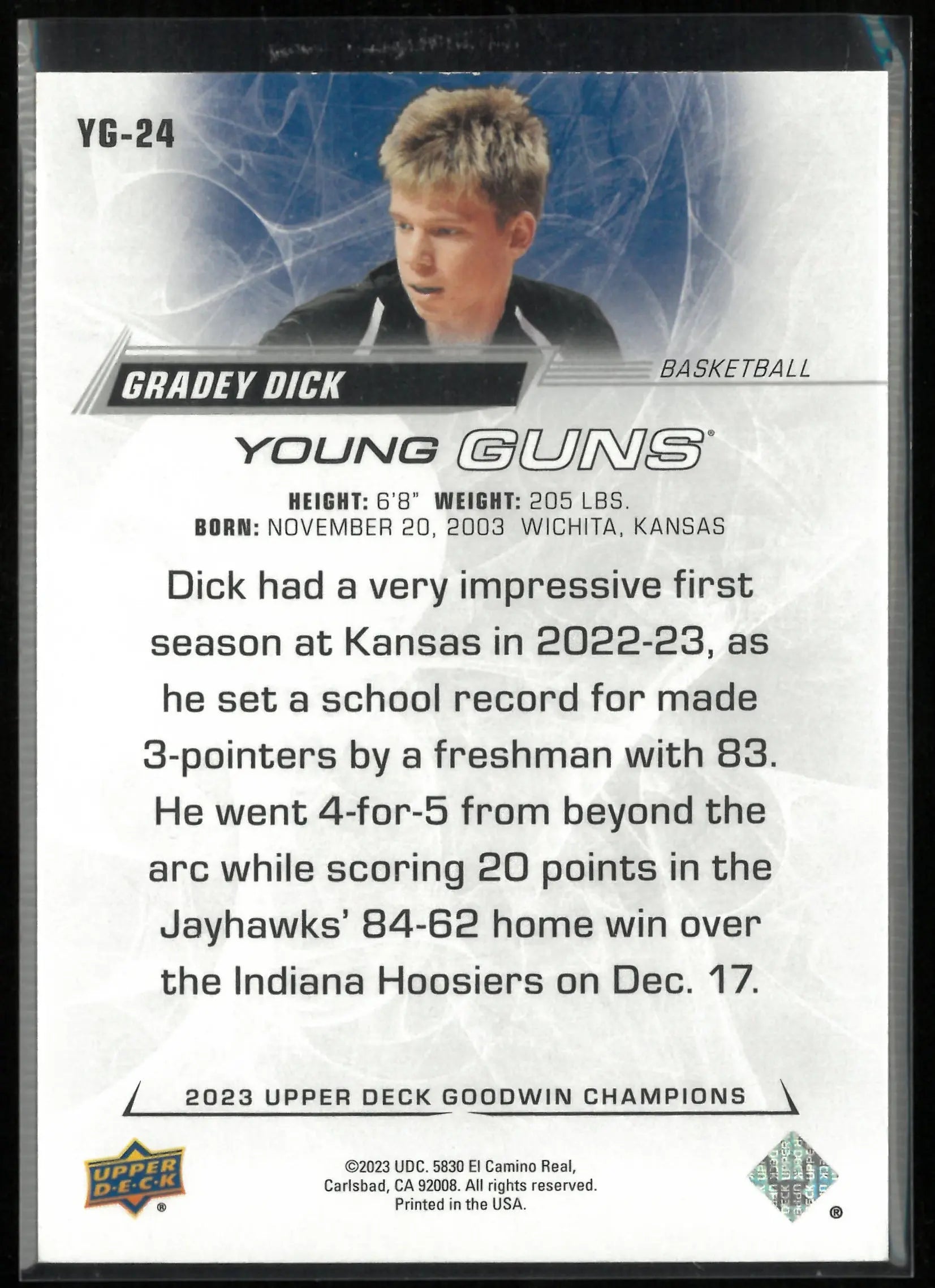 2023 Upper Deck Goodwin Champions Young Guns Gradey Dick High Gloss 