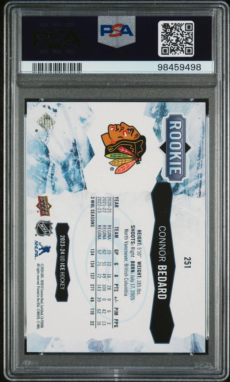 2023 Upper Deck Ice Connor Bedard #251 Greyscale /99 PSA 9 Rookie RC 
