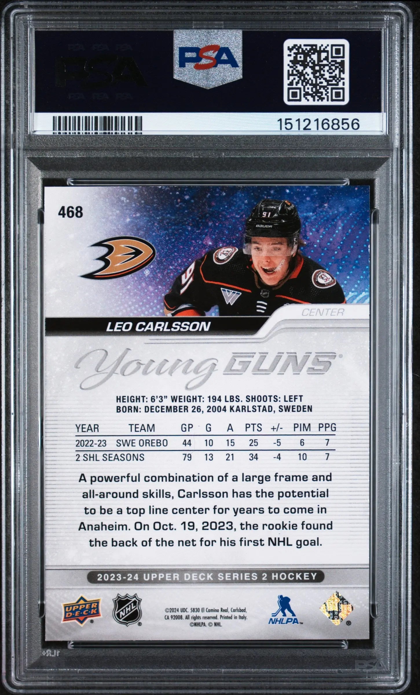 2023 Upper Deck Leo Carlsson #468 PSA 9 