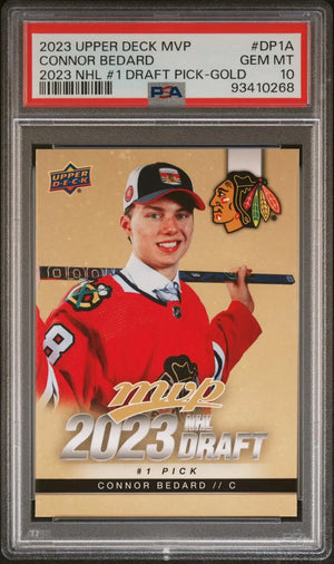 2023 Upper Deck MVP NHL Draft #1 Pick Rookie Connor Bedard Gold RC PSA 10 