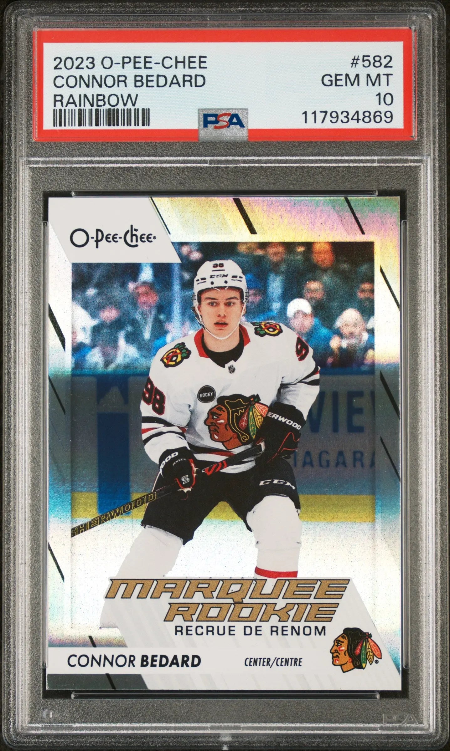 2023 Upper Deck O-Pee-Chee Marquee Rookie Connor Bedard Rainbow RC PSA 10 