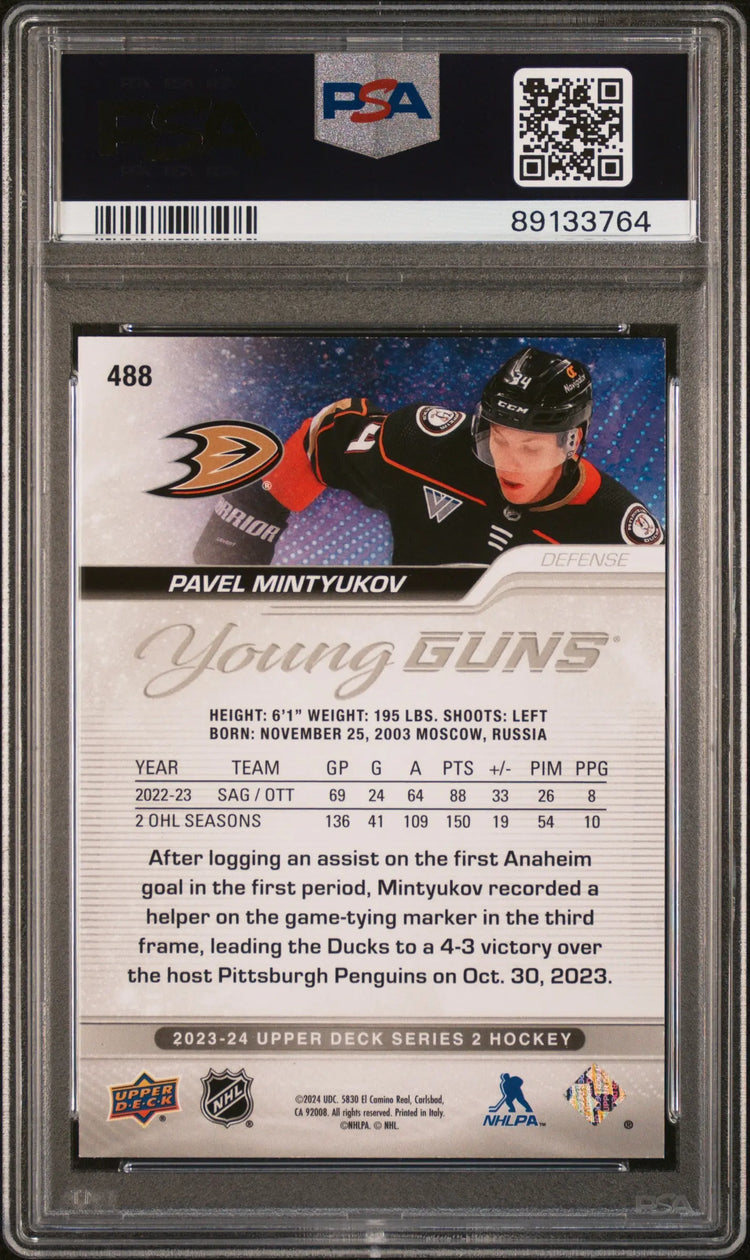 2023 Upper Deck Pavel Series 2 Young Guns Rookie Mintyukov Exclusives /100 PSA 9 