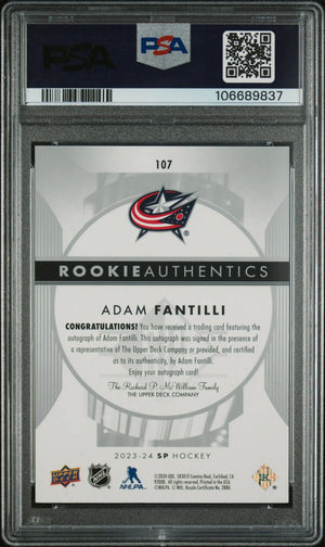 2023 Upper Deck SP Adam Fantilli RC Rookie Authentics Auto PSA 10 