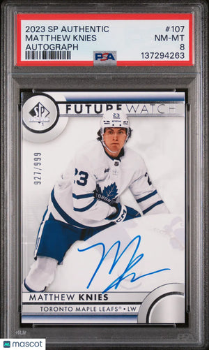 2023 Upper Deck SP Authentic Future Watch Rookie Auto Matthew Knies /999 PSA 8 