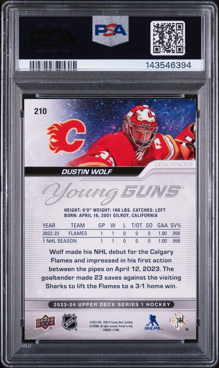 2023 Upper Deck Series 1 Young Guns Rookie Dustin Wolf RC PSA 9 
