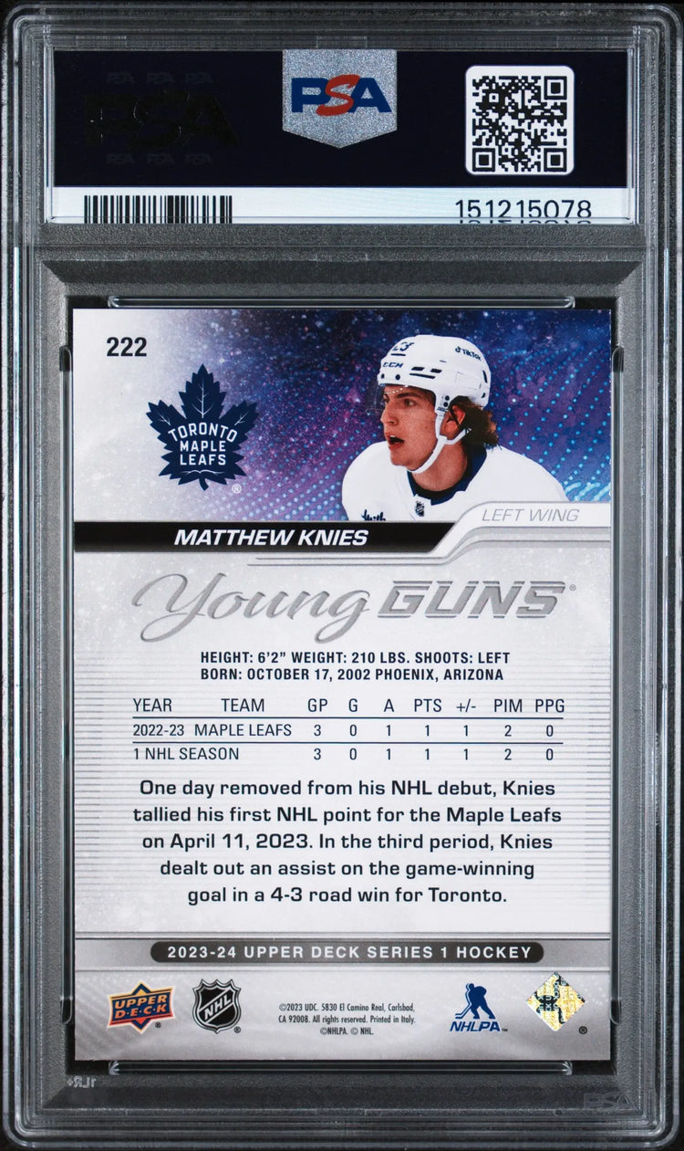 2023 Upper Deck Series 1 Young Guns Rookie Matthew Knies RC PSA 9 
