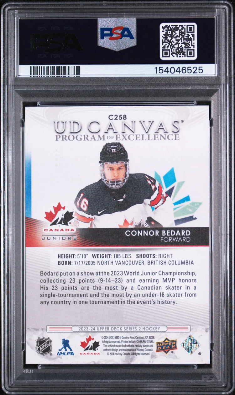 2023 Upper Deck Series 2 UD Canvas Rookie Connor Bedard RC PSA 9 