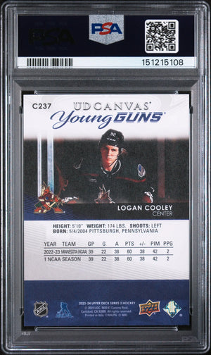 2023 Upper Deck Series 2 UD Canvas Young Guns Rookie Logan Cooley RC PSA 10 