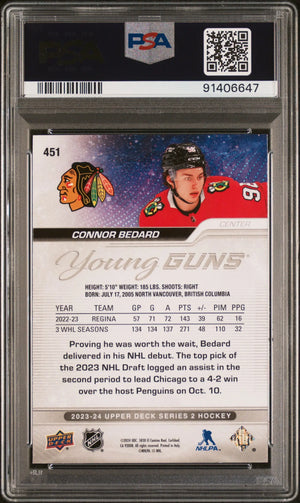 2023 Upper Deck Series 2 Young Guns Rookie Connor Bedard RC PSA 10 