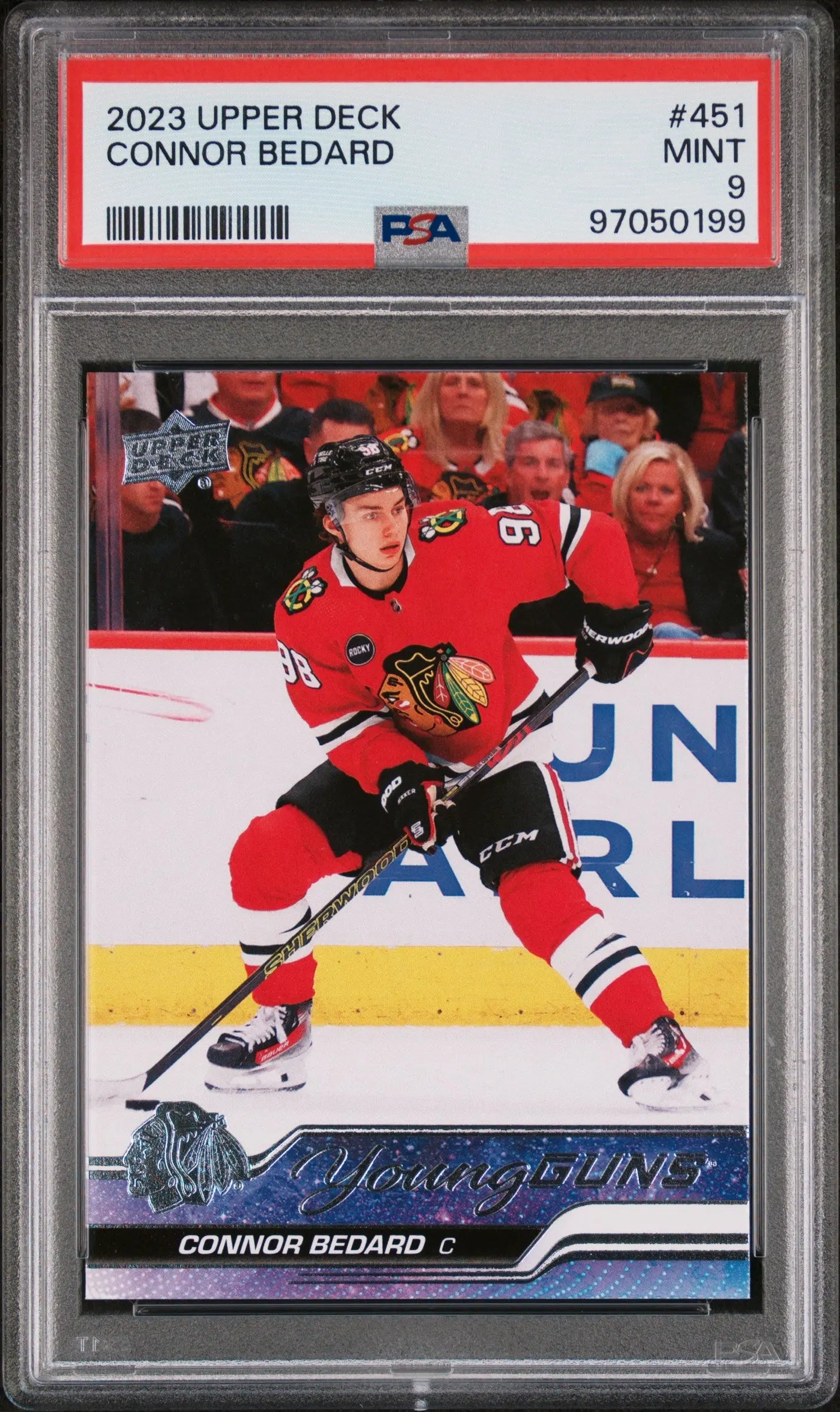 2023 Upper Deck Series 2 Young Guns Rookie Connor Bedard RC PSA 9 